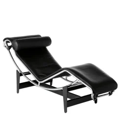 Cassina Chaises<4 Chaise Longue À Reglage Continu By Le Corbusier & Pierre Jeanneret & Charlotte Perriand - Black Leather