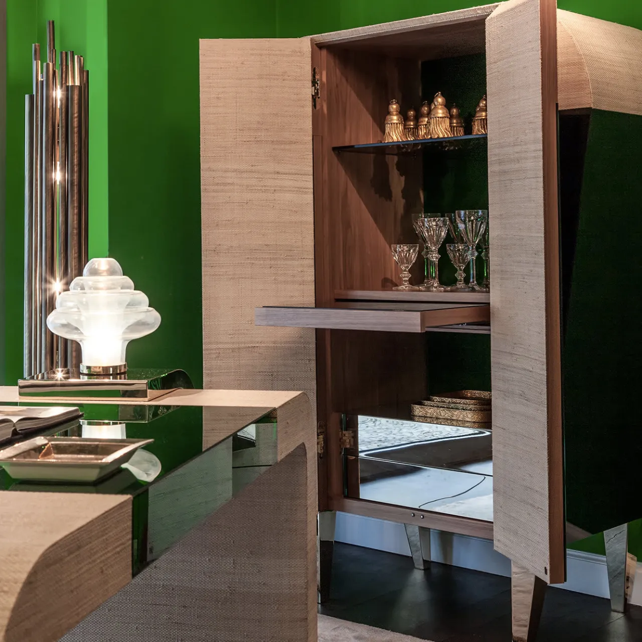 Aliprandi Valentino Design Bar Cabinets<01.03 Collection Green Bar Cabinet