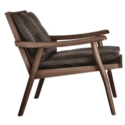 Vibieffe Lounge Chairs<1000 Fast Brown Leather Lounge Chair with Walnut Frame