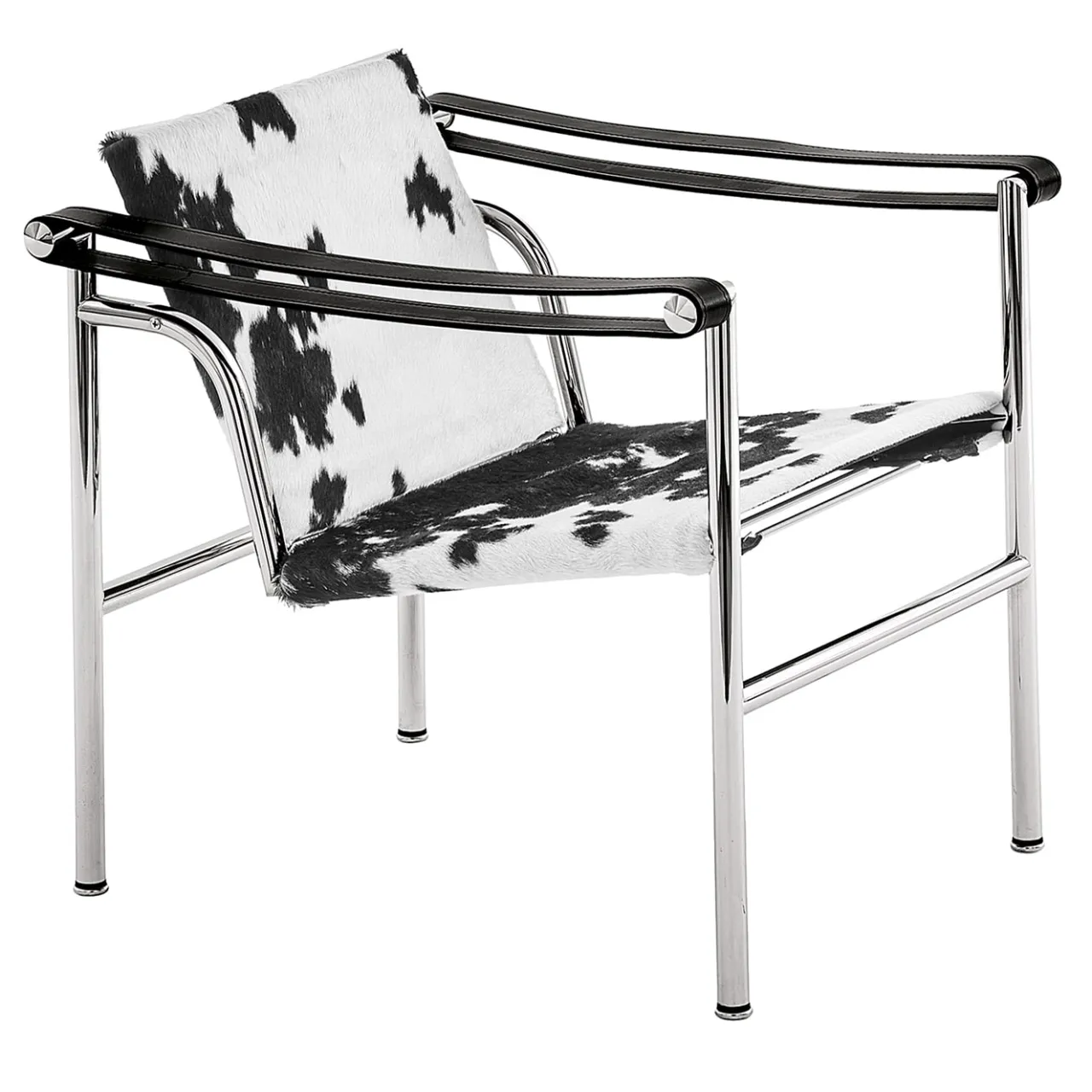 Cassina Lounge Chairs<1 Fauteuil à Dossier Basculant By Le Corbusier & Pierre Jeanneret & Charlotte Perriand - Black Hairyskin
