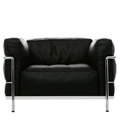 Cassina Armchairs<3 Fauteuil Grand Confort, Grand Modèle By Le Corbusier & Pierre Jeanneret & Charlotte Perriand - Graphite Leather