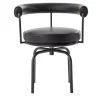Cassina Chairs<7 Fauteuil Tournant #1, by Charlotte Perriand/Lc Collection - Black Structure and Leather