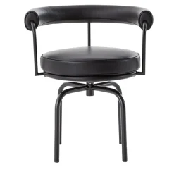 Cassina Chairs<7 Fauteuil Tournant #1, by Charlotte Perriand/Lc Collection - Black Structure and Leather
