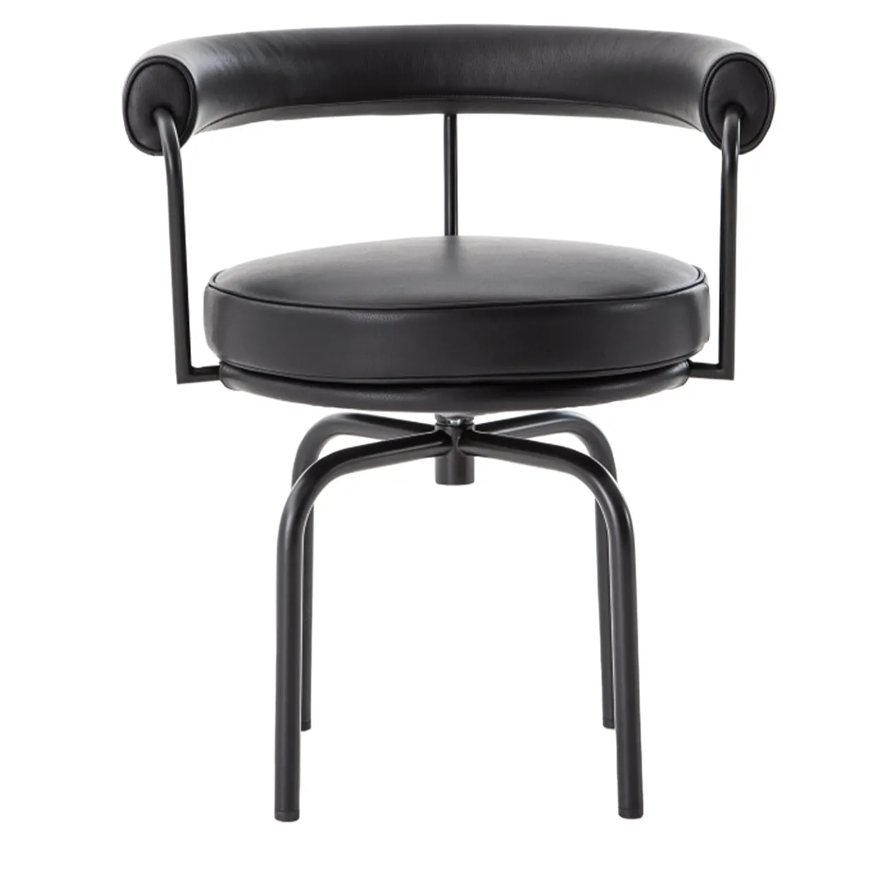 Cassina Chairs<7 Fauteuil Tournant #1, by Charlotte Perriand/Lc Collection - Black Structure and Leather