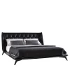 Vibieffe Beds<5700 Opera Black Leather Bed with Capitonné Headboard