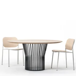TrabA' Dining Tables<0142 Ray Round Natural Oak Table by Studio Gabbertas