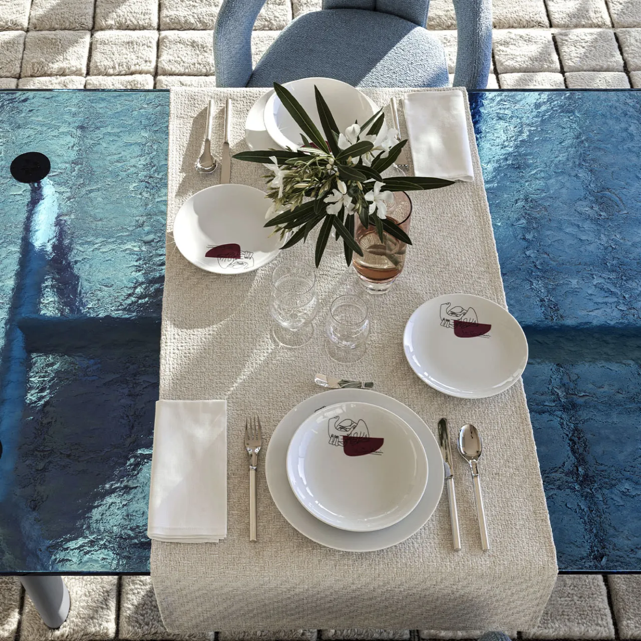 Cassina Dining Tables<6 Table Tube D’Avion #2 Blue, by Le Corbusier/Jeanneret/Perriand