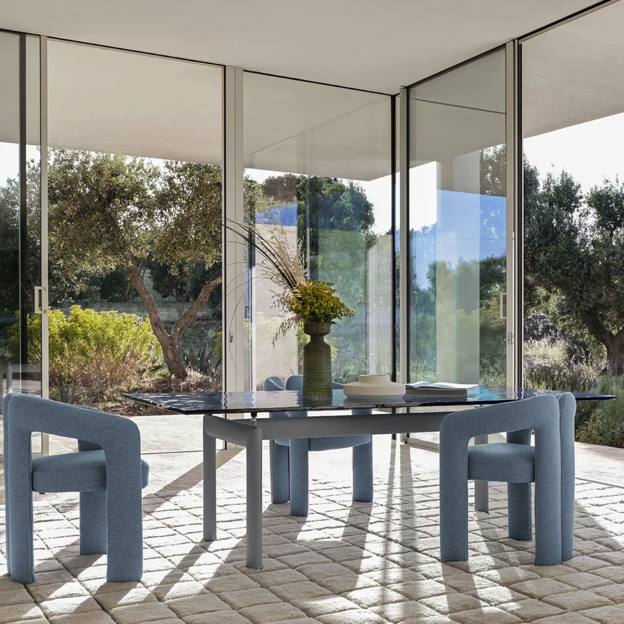 Cassina Dining Tables<6 Table Tube D’Avion #2 Blue, by Le Corbusier/Jeanneret/Perriand