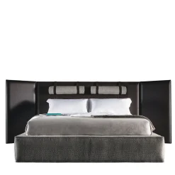 Vibieffe Beds<5800 Tube Gray Bed with Leather Headboard