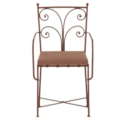 Dante Negro Outdoor Chairs & Stools<Acanta Wrought Iron Light-Brown Cushioned Chair With Armrests