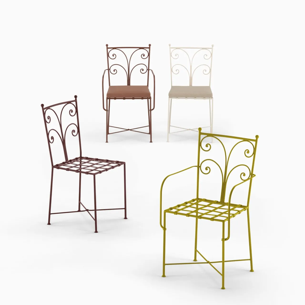 Dante Negro Outdoor Chairs & Stools<Acanta Wrought Iron Lime-Green Chair With Armrests