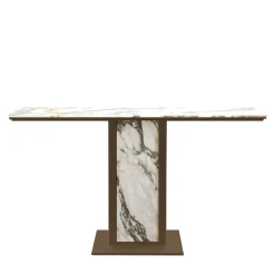 L'Eccesso Consoles<Afon White Marble Top With Bronze Finish Metal Structure Console