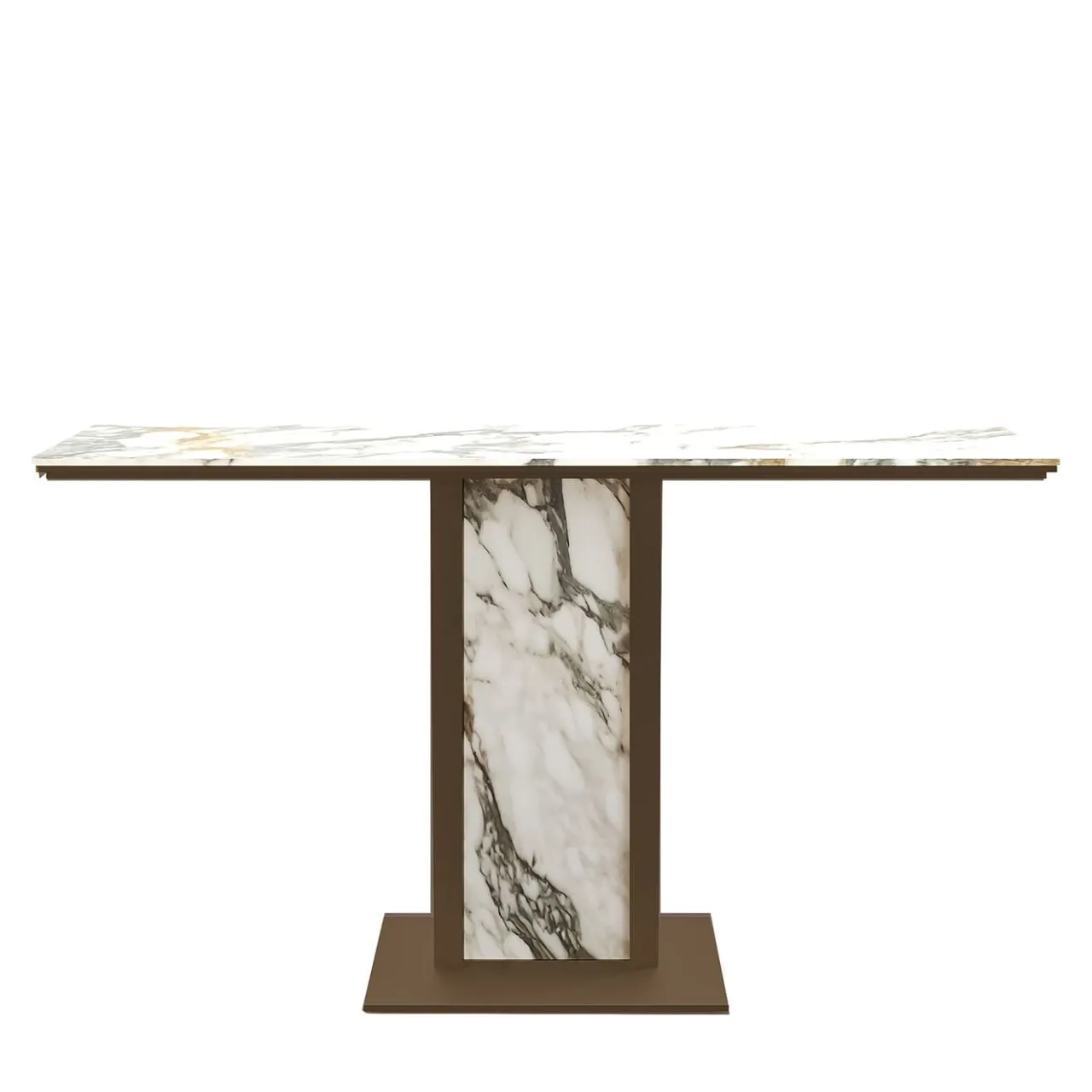 L'Eccesso Consoles<Afon White Marble Top With Bronze Finish Metal Structure Console