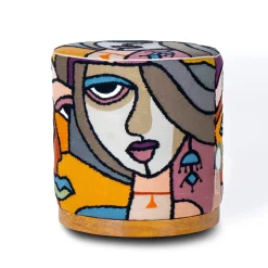 Mantellassi 1926 Ottomans & Poufs<Agostina cylindrical Women pattern pouf