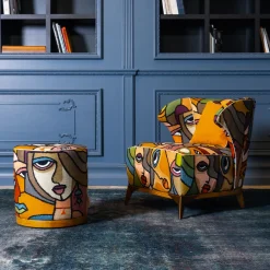 Mantellassi 1926 Ottomans & Poufs<Agostina cylindrical Women pattern pouf