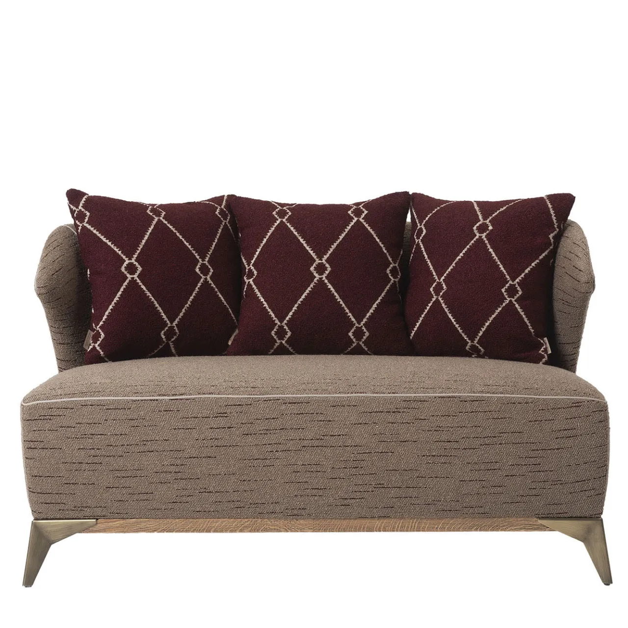 Mantellassi 1926 Sofas<Agostina grey and bordeaux fabric small sofa