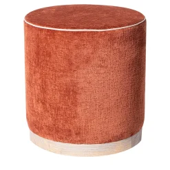 Mantellassi 1926 Ottomans & Poufs<Agostina Red Fabric Cylindrical Pouf