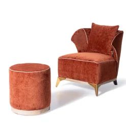 Mantellassi 1926 Ottomans & Poufs<Agostina Red Fabric Cylindrical Pouf