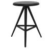 TrabA' Stools<Aky 47 Round Black Ash & Metal Low Stool by Emilio Nanni