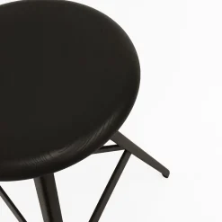TrabA' Stools<Aky 47 Round Black Ash & Metal Low Stool by Emilio Nanni