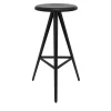 TrabA' Bar Stools<Aky 61 Round Black Ash & Metal Stool by Emilio Nanni