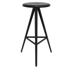 TrabA' Bar Stools<Aky 61 Round Black Ash & Metal Stool by Emilio Nanni