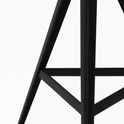 TrabA' Stools<Aky 47 Round Natural Ash & Black Metal Low Stool by Emilio Nanni