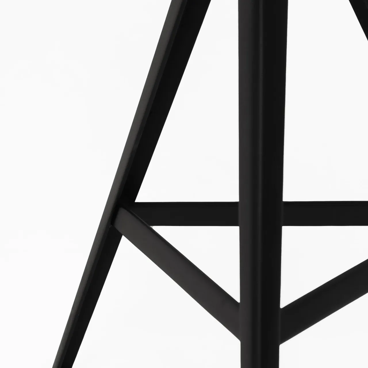 TrabA' Stools<Aky 47 Round Natural Ash & Black Metal Low Stool by Emilio Nanni