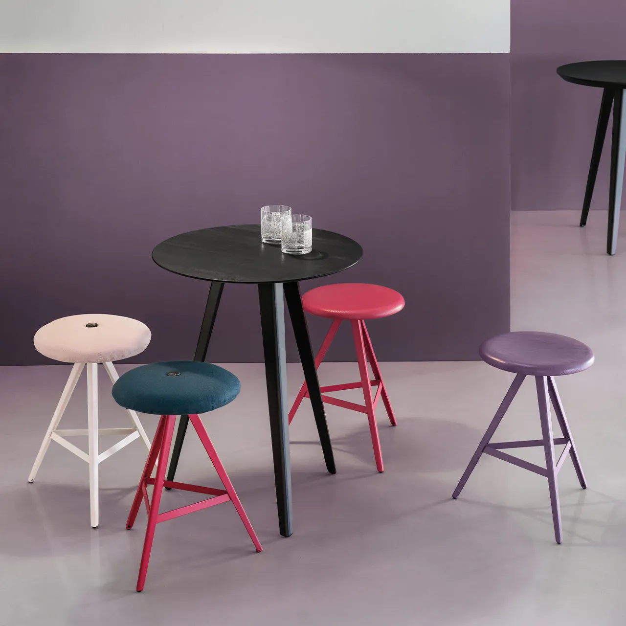 TrabA' Bistro Tables<Aky Contract Black Tripod Bistro Table by Emilio Nanni