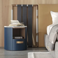 Meroni & Colzani Nightstands<Alassio Bedside Table with top in Marble Calacatta Gold Shine