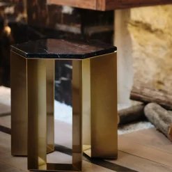 V.L. Lavorazioni In Ferro Side Tables<Alato Black and Gold Side Table by Antonio Saporito