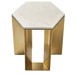 V.L. Lavorazioni In Ferro Side Tables<Alato Gold and White Marble Side Table by Antonio Saporito