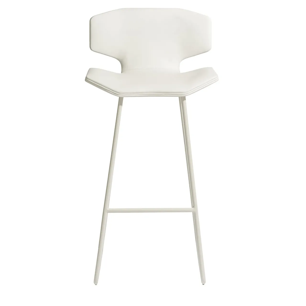 Visionnaire Bar Stools<Albatros White Leather And Steel Bar Stool