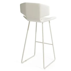 Visionnaire Bar Stools<Albatros White Leather And Steel Bar Stool