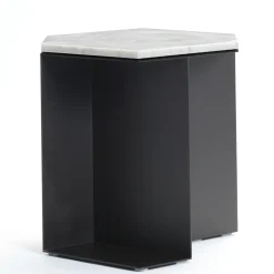 V.L. Lavorazioni In Ferro Side Tables<Alcubo Hexagonal Metal & Carrara Side Table by Antonio Saporito