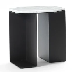 V.L. Lavorazioni In Ferro Side Tables<Alcubo Hexagonal Metal & Carrara Side Table by Antonio Saporito