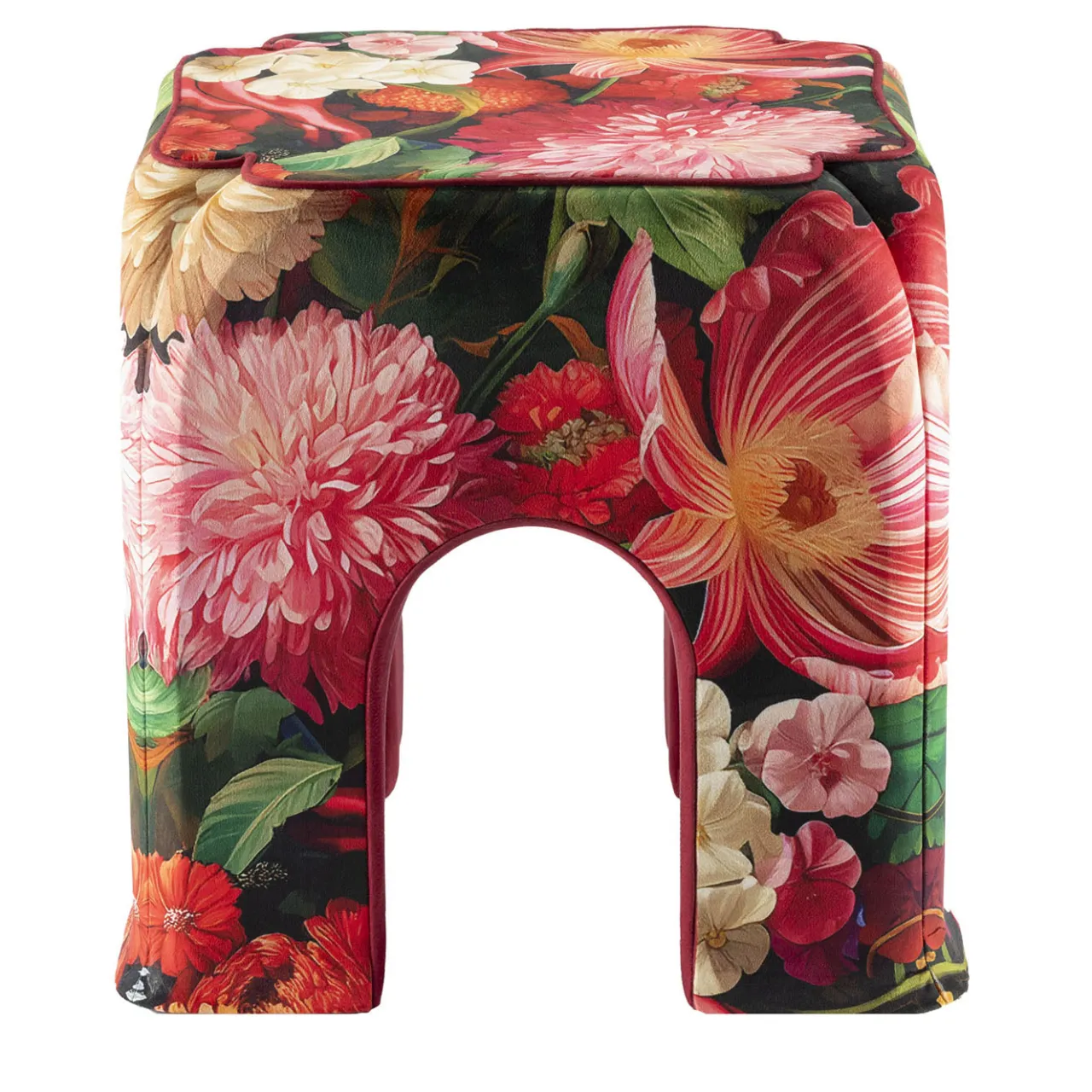 Secondome Edizioni Stools<Alice Floral Velvet Stool by Clementine Chambon