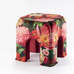 Secondome Edizioni Stools<Alice Floral Velvet Stool by Clementine Chambon