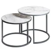 La Sartoria del Marmo by Lombardi Marmi Nesting Tables<Alicudi and Filicudi Set of 2 Carrara Round Coffee Tables