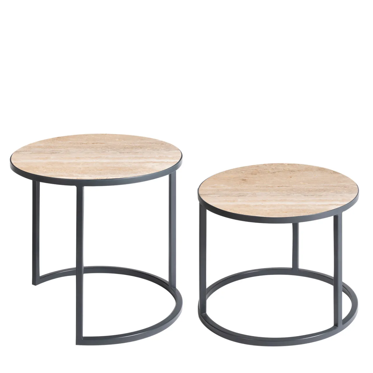 La Sartoria del Marmo by Lombardi Marmi Nesting Tables<Alicudi and Filicudi Travertine Set of 2 Coffee Tables