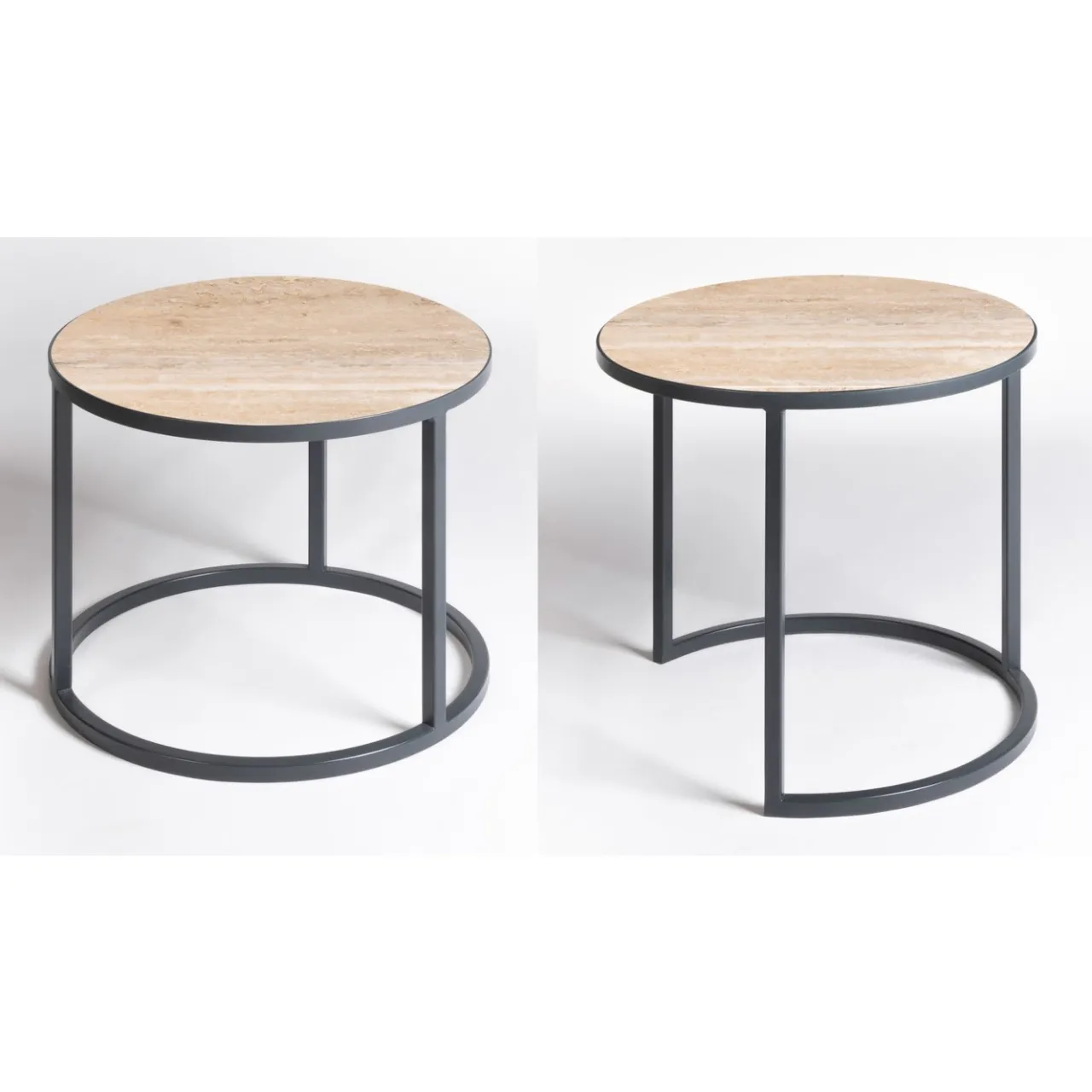 La Sartoria del Marmo by Lombardi Marmi Nesting Tables<Alicudi and Filicudi Travertine Set of 2 Coffee Tables
