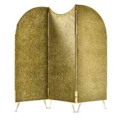 Black Tie Room Dividers<Aliseo 3-Panel Patterned Golden Fabric Room Divider