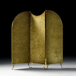 Black Tie Room Dividers<Aliseo 3-Panel Patterned Golden Fabric Room Divider