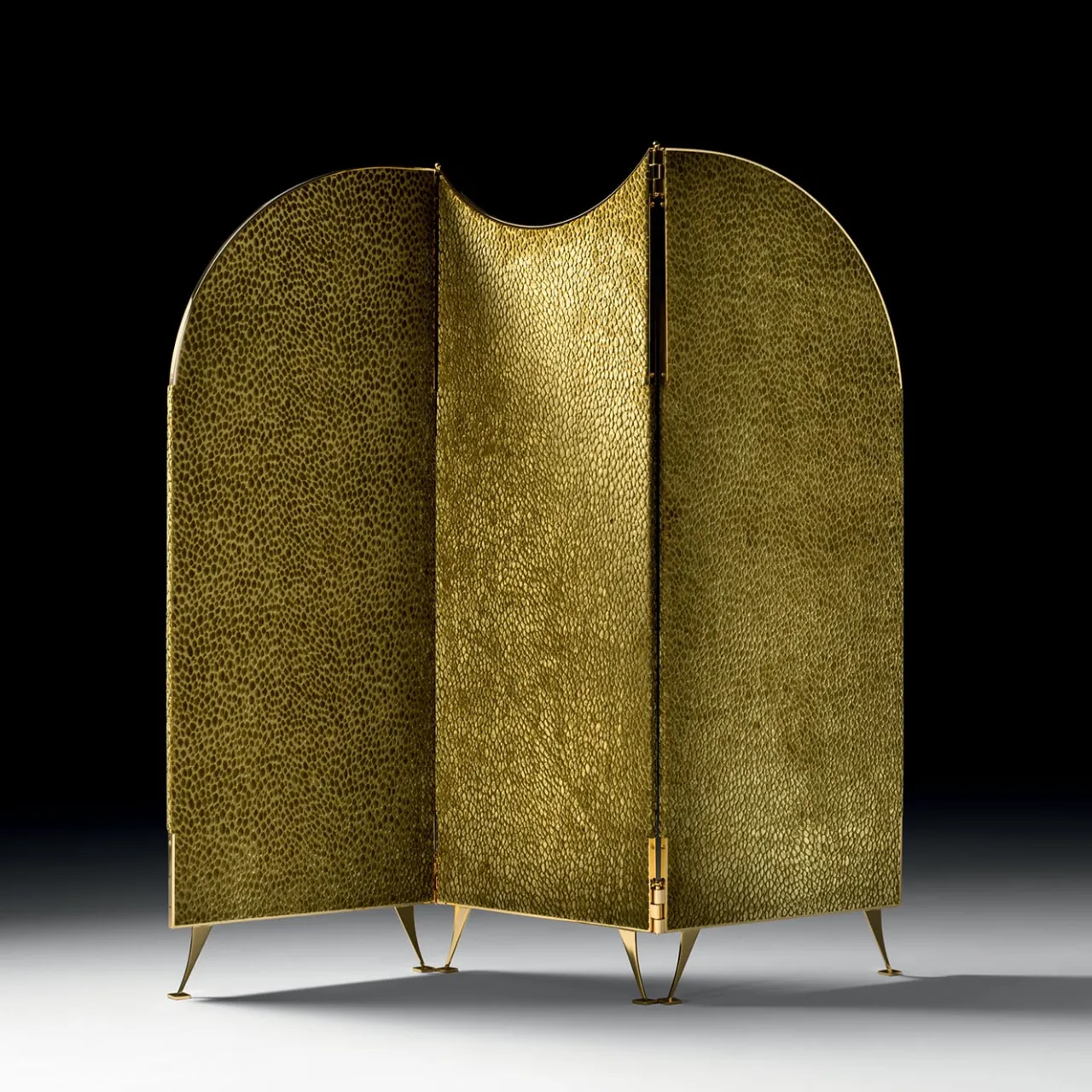 Black Tie Room Dividers<Aliseo 3-Panel Patterned Golden Fabric Room Divider