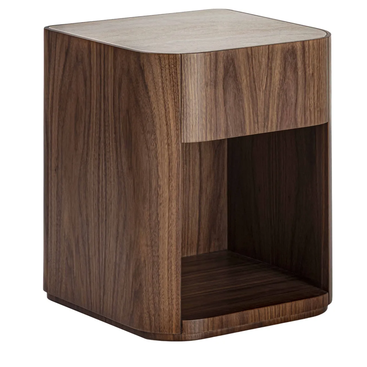 Carpanelli Nightstands<Alma 1-Drawer Walnut Nightstand with Travertine Marble Top
