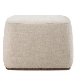 Carpanelli Ottomans & Poufs<Alma Gray Fabric & Walnut Pouf