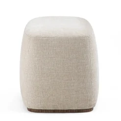 Carpanelli Ottomans & Poufs<Alma Gray Fabric & Walnut Pouf