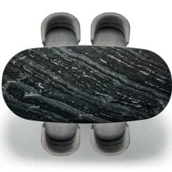 Zanaboni Dining Tables<Alma-Decor ED/50 669 Oval Dining Table with Silver Paradiso Marble top