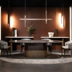 Zanaboni Dining Tables<Alma-Decor ED/50 669 Oval Dining Table with Silver Paradiso Marble top