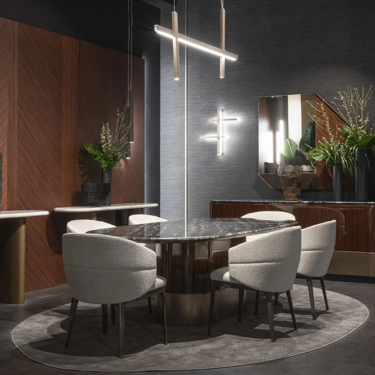 Zanaboni Dining Tables<Alma-Decor ED/50 669 Oval Dining Table with Silver Paradiso Marble top